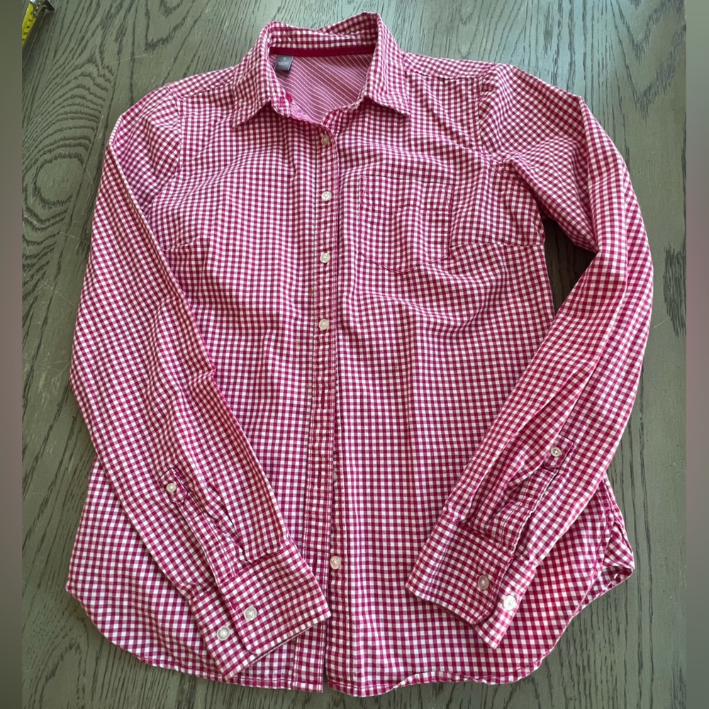 J. Crew Factory Pink Gingham Cotton Button Down Shirt